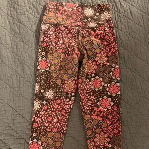 Aerie Geometric Print Leggings - Pink, Brown, Cream